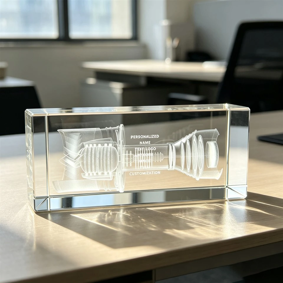 Personalisierter Turbinen-Kristallglas-Schreibtischpreis
